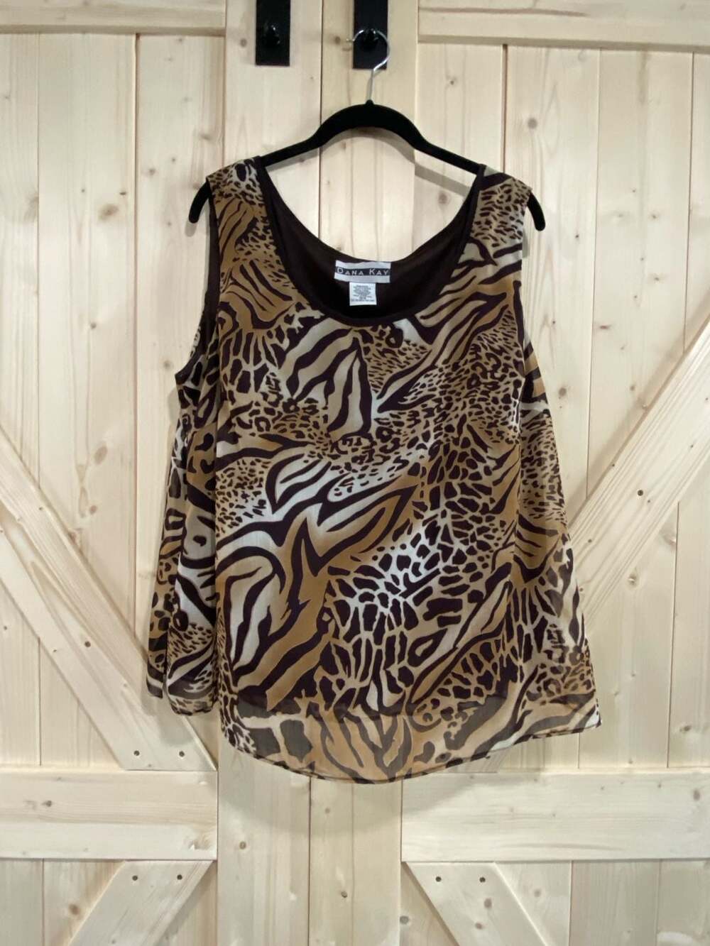 Dana Kay Animal Print Sleeveless Tank Top Blouse Size 16W